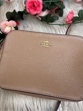 Coach Pebbled Leather Crossbody in Taupe